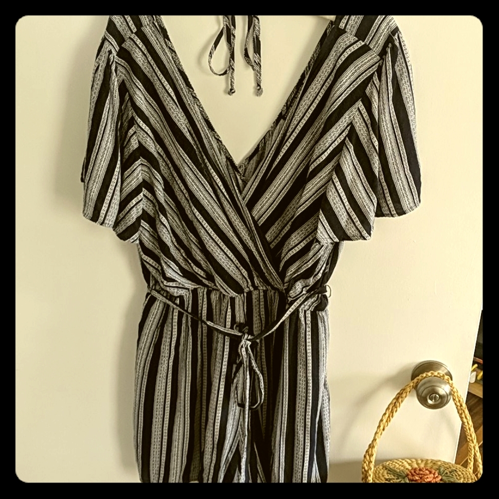 Navy Striped Romper